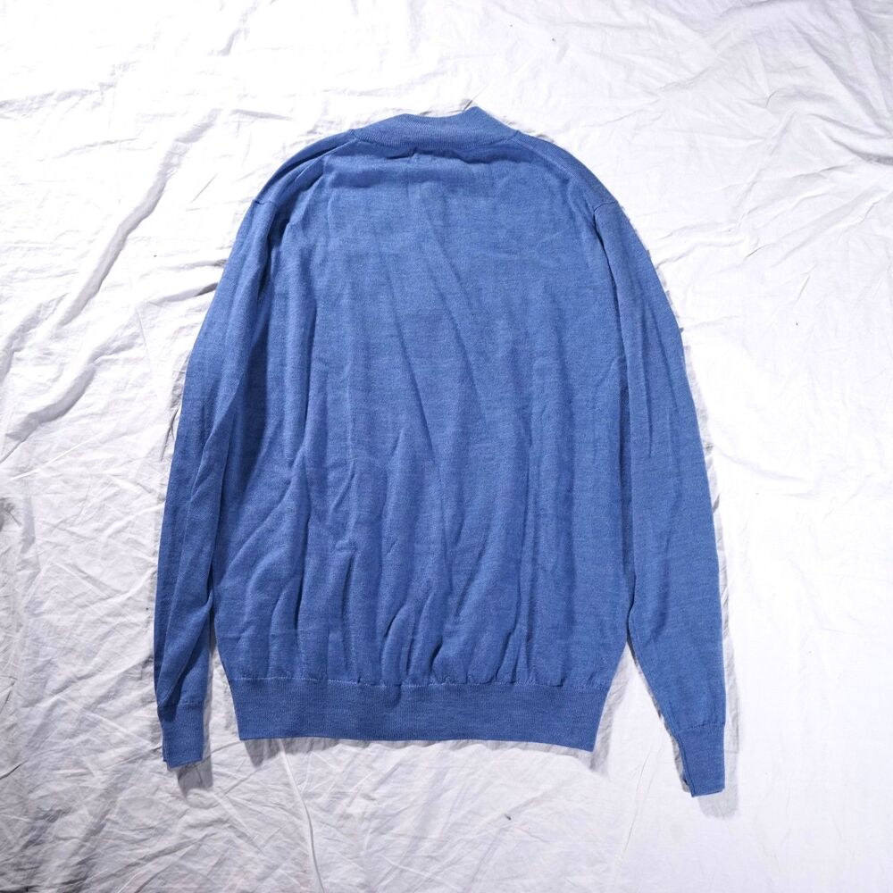 Peter Millar Crown Merino Wool Quarter Zip Sweater Blue Mens Large NWT Was $230 - Picture 6 of 12